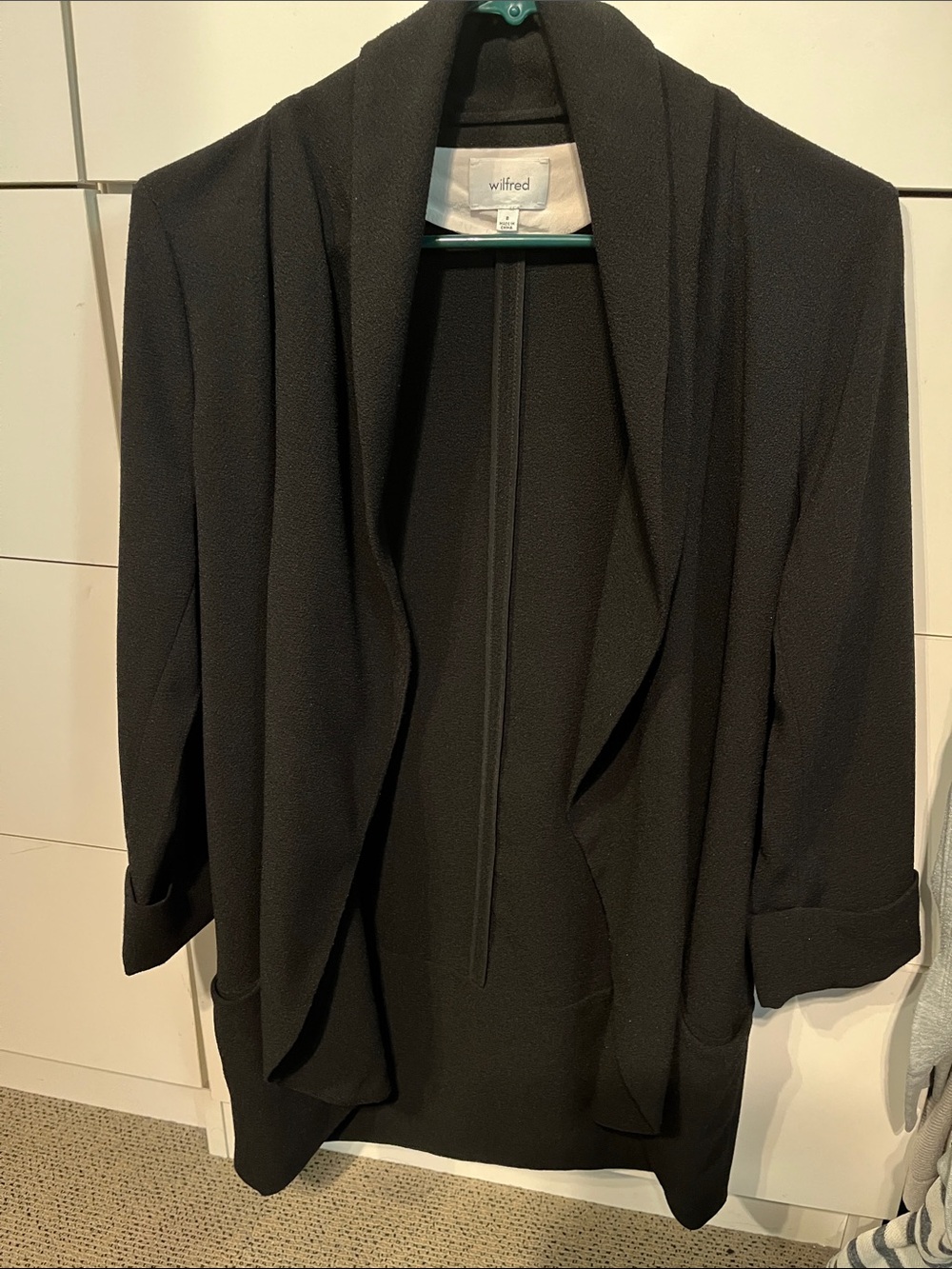 Wilfred Black Draped Open-Front Blazer